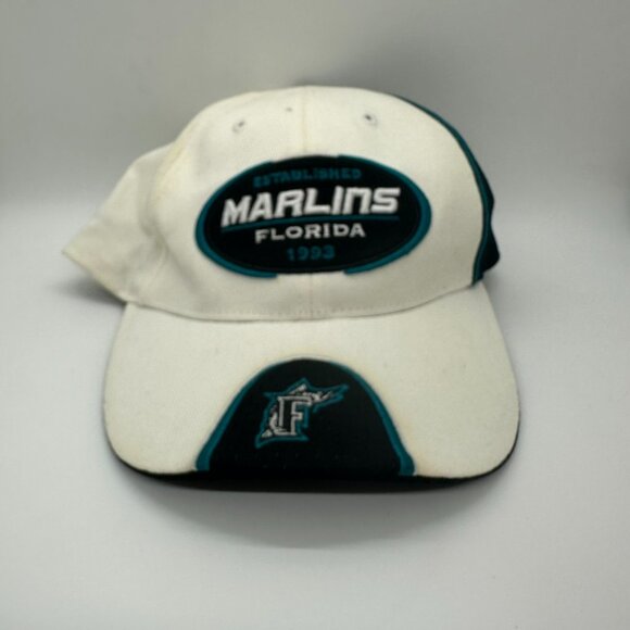 Vintage Florida Marlins White Hat with Marlin Logo on side - Picture 1 of 3